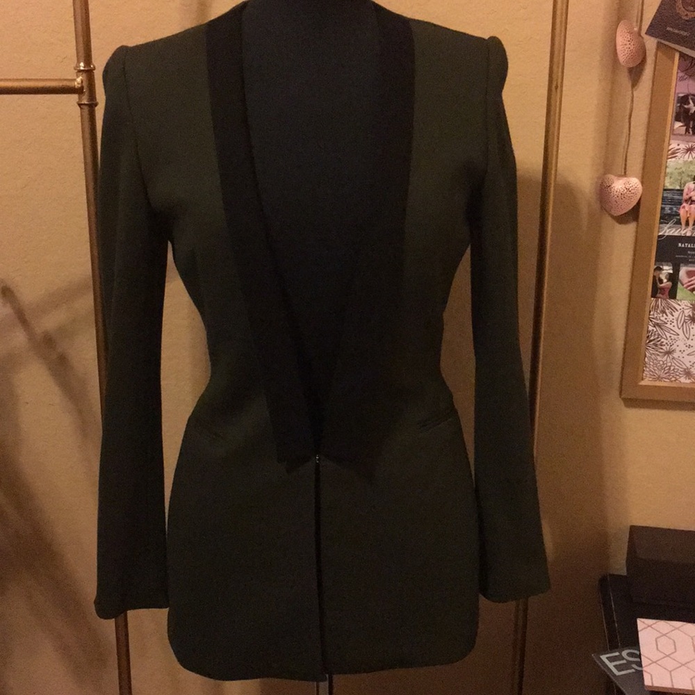 Long olive blazer